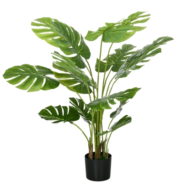 Kunstplant Realistische Kunstplant Monstera Deliciosa, 1 Plantenbak En Cementgrond, 17,5 Cm X 17,5 Cm X 120 Cm, Groen 1