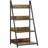 Ladderplank In Industrieel Design 4 Planken 63,5 Cm X 44 Cm X 121 Cm Houtmateriaal Staal Bruin + Zwart 1