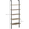 Ladderplank In Industrieel Design 5 Planken 60 Cm X 30 Cm X 184,5 Cm Metaal Hout Materiaal Bruin + Zwart 3