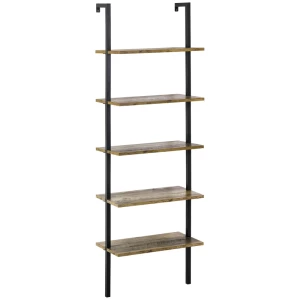 Ladderplank In Industrieel Design 5 Planken 60 Cm X 30 Cm X 184,5 Cm Metaal Hout Materiaal Bruin + Zwart 1