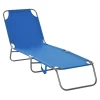 Ligstoel, Opklapbaar, Verstelbare Rugleuning, Roestvrij Metalen Frame, 187 X 55 X 24, Blauw 10