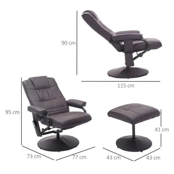 Massagestoel, Relaxstoel, Inclusief Voetenbank, 10 Trilpunten, 1 Afstandsbediening; 77 Cm X 84 Cm X 95 Cm, Bruin 3