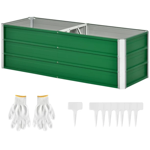 Metalen Hoogslaper, 2 Aparte Plantplekken, Open Vloer, Eenvoudig Te Monteren, 125 X 47 X 40cm, Groen 1