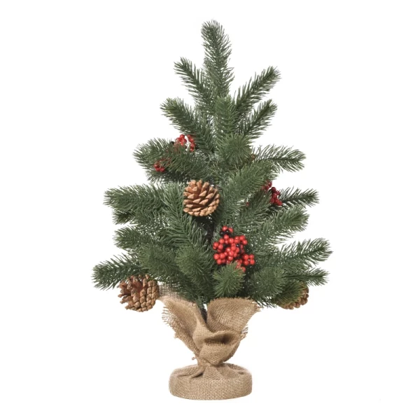 Minikerstboom Kerstdecoratie, Inclusief Decoratie, Rode Bessen, 50 Cm Hoog, Inclusief Cementbasis, Groen + Veelkleurig 1