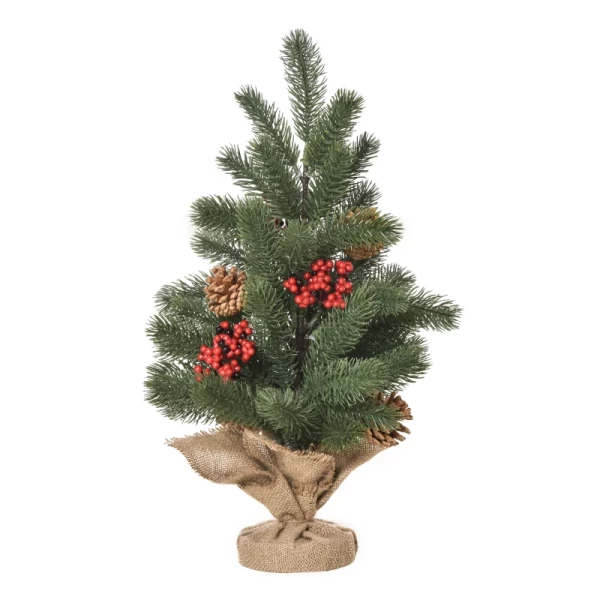 Minikerstboom Kerstdecoratie, Inclusief Decoratie, Rode Bessen, 50 Cm Hoog, Inclusief Cementbasis, Groen + Veelkleurig 10