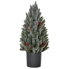Minikerstboom Met Dennenappels, Rode Bessen En Bertop 50cm Hoog, Veelkleurig 1