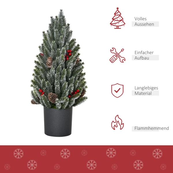 Minikerstboom Met Dennenappels, Rode Bessen En Bertop 50cm Hoog, Veelkleurig 4