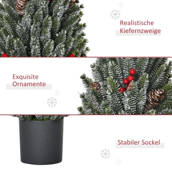 Minikerstboom Met Dennenappels, Rode Bessen En Bertop 50cm Hoog, Veelkleurig 5