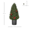 Minikerstboom Met Rode Bessen En Dennenappels, Inclusief Plantenbak 27 Cm X 27 Cm X 47 Cm, Veelkleurig 3