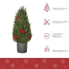 Minikerstboom Met Rode Bessen En Dennenappels, Inclusief Plantenbak 27 Cm X 27 Cm X 47 Cm, Veelkleurig 4