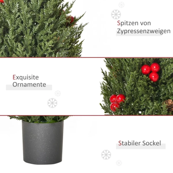 Minikerstboom Met Rode Bessen En Dennenappels, Inclusief Plantenbak 27 Cm X 27 Cm X 47 Cm, Veelkleurig 5