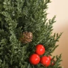 Minikerstboom Met Rode Bessen En Dennenappels, Inclusief Plantenbak 27 Cm X 27 Cm X 47 Cm, Veelkleurig 9
