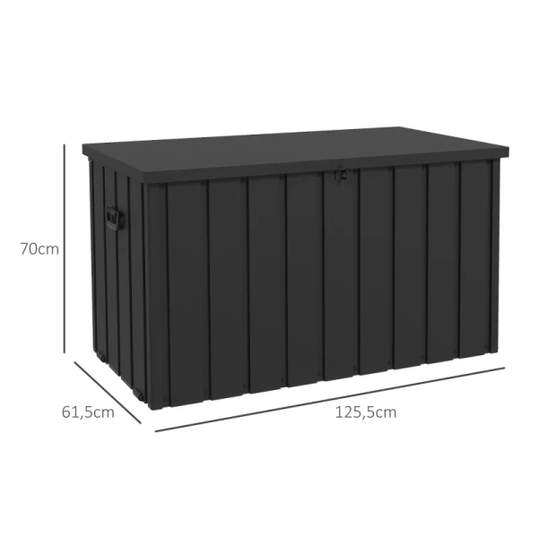 Opbergbox, Tuinkist, 450L Opbergruimte, 2 Wielen, Stalen Frame, 125x61x70 Cm, Donkergrijs 3