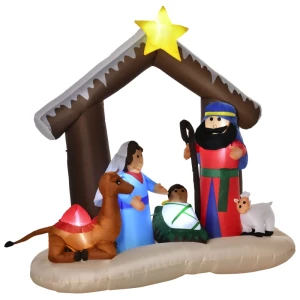 Opblaasbare Kerstboog 2m Bijbelboog Van De Geboorte Van Jezus Kerstdecoratie Opblaasbare Kerststal 1,8m Boog Met LED-verlichting Waterdicht Automatisch Opblazen Polyester 1