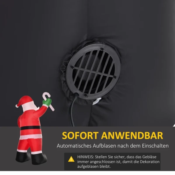 Opblaasbare Kerstman Met LED-verlichting Inclusief Ventilator, Touwen, Grondpinnen, Zandzakken, 140cm X 85cm X 250cm 6