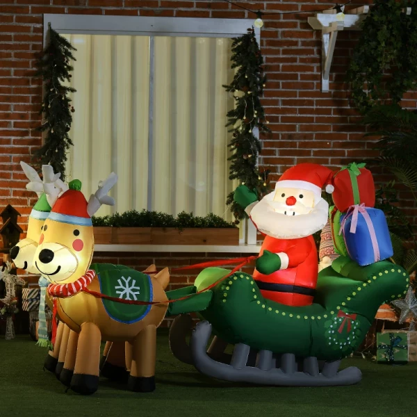 Opblaasbare Kerstman, Opblaasbare Kerstdecoratie, Inclusief Ventilator, Binnen En Buiten, Wit+goud 2