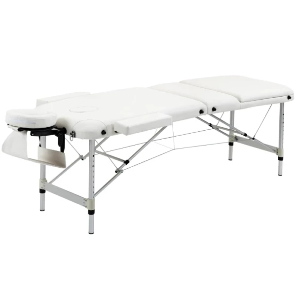 Opklapbare Massagetafels, Cosmetische Tafels, In Hoogte Verstelbare Massagetafel Met Hoofdsteun, Massagebed, Aluminiumschuim, Kunststof, Wit, 215 X 60 X 61-84 Cm 10