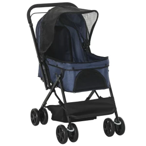 Opvouwbare Hondenbuggy, 1 Mand, 2 Remmen, Inclusief Veiligheidslijn, Blauw 1