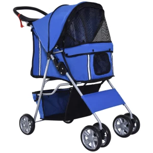 Opvouwbare Hondenbuggy Met Bekerhouder Zonnekap Blauw 1