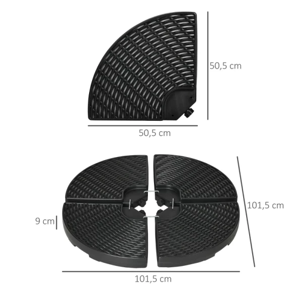 Parasolstandaard 4-delige Parasolstandaard, Vulbaar, 100 X 100 X 8 Cm, Zwart 3