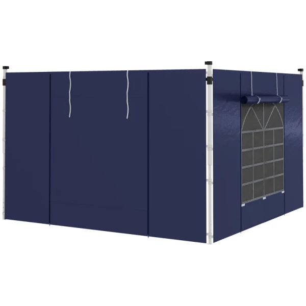 Partytentgordijnen, Set Van 2, Voor Tuinpaviljoens Van 3x6m Of 3x3m, Met Ramen En Deuren, Blauw 6