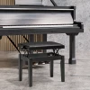 Pianobank, Pianostoel, In Hoogte Verstelbaar, Elegant Hoogglans, Kunstleer + Rubberhout, Zwart, 63 X 33 X 56cm 9