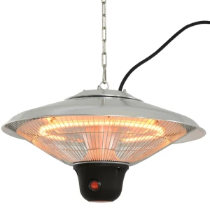 Plafondstraler Met 3 Verwarmingsniveaus 1500W Met LED Incl. Afstandsbediening Terras Aluminium Zilver 42 X H29cm 1