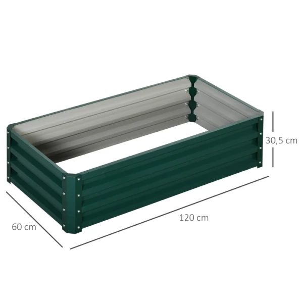 Plantenbak Met Verhoogd Bed, Weerbestendig Open Bodem, Gegalvaniseerd Staal 120 Cm X 60 Cm X 30,5 Cm Groen 3