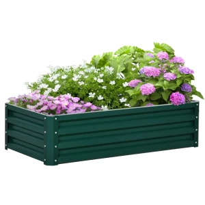 Plantenbak Met Verhoogd Bed, Weerbestendig Open Bodem, Gegalvaniseerd Staal 120 Cm X 60 Cm X 30,5 Cm Groen 1