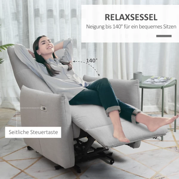 Relaxstoel Met Elektromotor 77 X 89 X 107cm Met USB Oplaadpoort Grijs 4