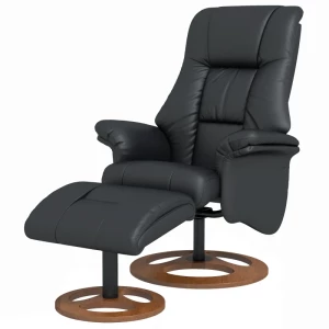 Relaxstoel Met Poef, Fauteuil Met Voetenbank, Verstelbare Rugleuning, 77 Cm X 89 Cm X 110 Cm, Zwart 1