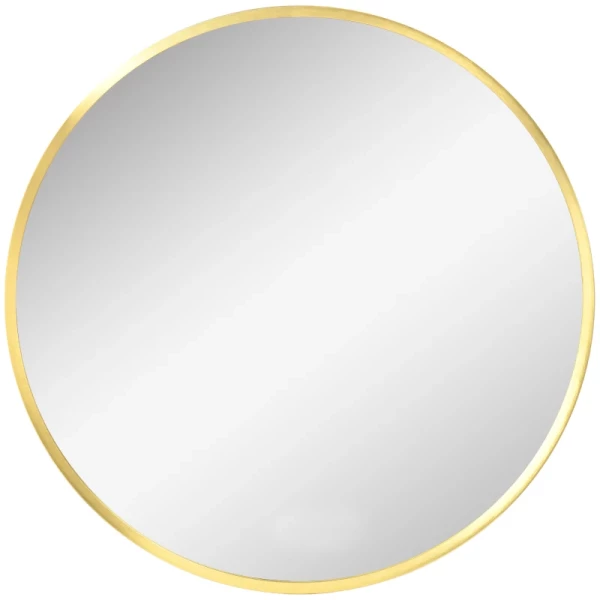 Ronde Wandspiegel Voor Badkamer, Slaapkamer, Hal, Metalen Frame, Kleur: Goud, 50 Cm 1