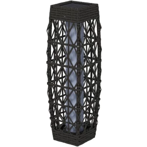 Rotan Buitenlamp, Tuinlamp Op Zonne-energie, Automatische Inschakeling, LED, Weerbestendig, Metalen Frame, 20 X 20 X 68cm, Grijs 1