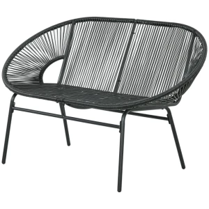 Rotan Fauteuil, Relaxfauteuil In Boho-stijl, 132 Cm X 72 Cm X 83 Cm, Zwart 1