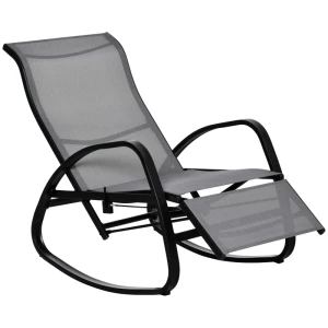 Schommelstoel Schommelligstoel Met Rugleuning Verstelbare Voetsteunen Tuinligstoel Schommelligstoel Belastbaar Tot 160 Kg Textline Grijs 90 X 64 X 96,5 Cm 1