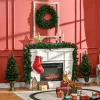 Set Kerstversiering 2 Kerstbomen. 4 Stuks, 1 Kerstkrans, 1 Kerstslinger Inclusief LED-verlichting 8