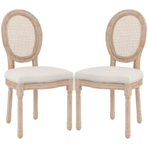 Set Van 2 Eetkamerstoelen, Keukenstoelen, Vintage Design, Weense Geweven Look, Naturel + Crème 1