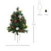 Set Van 2 Kerstbomen Mini Kunstkerstboom Met Dennenappels En Rode Bessen, Ballen En Warm Witte LED-lampjes IP44 Groen PVC Metaal 33 X 75 Cm 3
