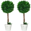 Set Van 2 Kunstbuxus Kunstplanten, Inclusief Kunstmos, 1 Plantenbak, 28 Cm X 28 Cm X 60 Cm, Groen 6