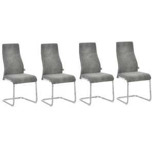 Set Van 4 Eetkamerstoelen, Keukenstoelen Met Rugleuning, Sledestoel, Zitting Voor Keuken, Woonkamer, Staal, Grijs, 45 X 61 X 98 Cm 1