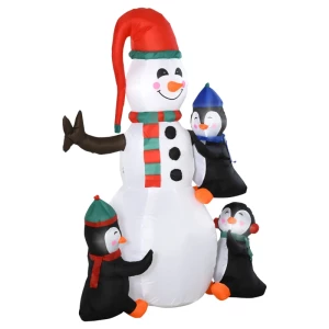Sneeuwpop Kerstdecoratie Voor Buiten Met Blazer, Kleurrijke LED's, Zelfopblazend 1,4 M, Meerkleurig 1