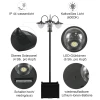 Solar Light Tuinlamp 3-kops Lamp Met Bloempot Voet Waterdicht RVS 60 X 55 X 189 Cm 6