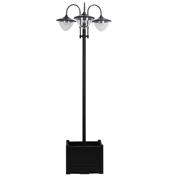 Solar Light Tuinlamp 3-kops Lamp Met Bloempot Voet Waterdicht RVS 60 X 55 X 189 Cm 1