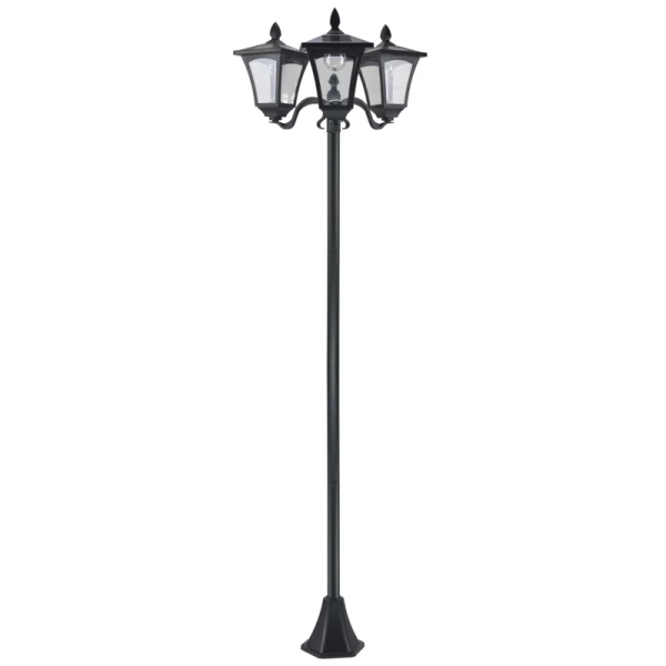 Solar Tuinlantaarn Met 3 Vlammen, Solar Lantaarn, Tuinpadverlichting Met LED, 120 Lumen, IP44 201, Roestvrij Staal, Zwart, 51,5 X 47 X 182,5 Cm 1