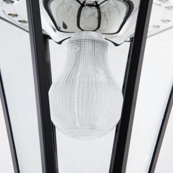 Solar Tuinlantaarn Tuinpadverlichting Met 19 LED 130 Lumen 3000K Aluminium Gehard Glas Zwart 22 X 22 X 194 Cm 8