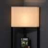 Staande Lamp, Driehoekig Ontwerp, 3 Planken, Stoffen Lampenkap, 50x37x159 Cm, Zwart+wit 4