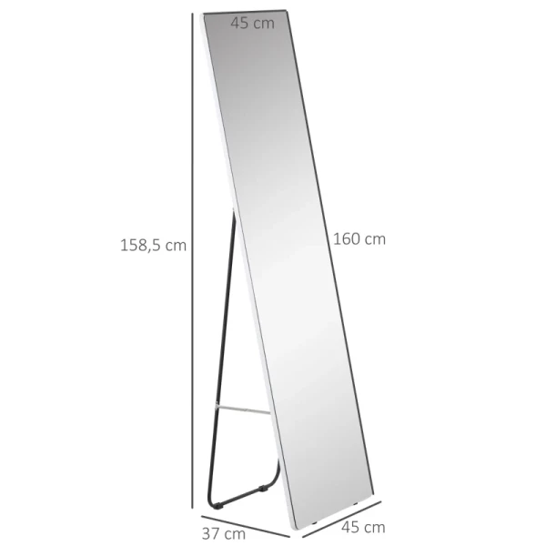 Staande Spiegel Wandspiegel Volledige Spiegel, Aluminium, 45 Cm X 37 Cm X 158,5 Cm, Zilver 3