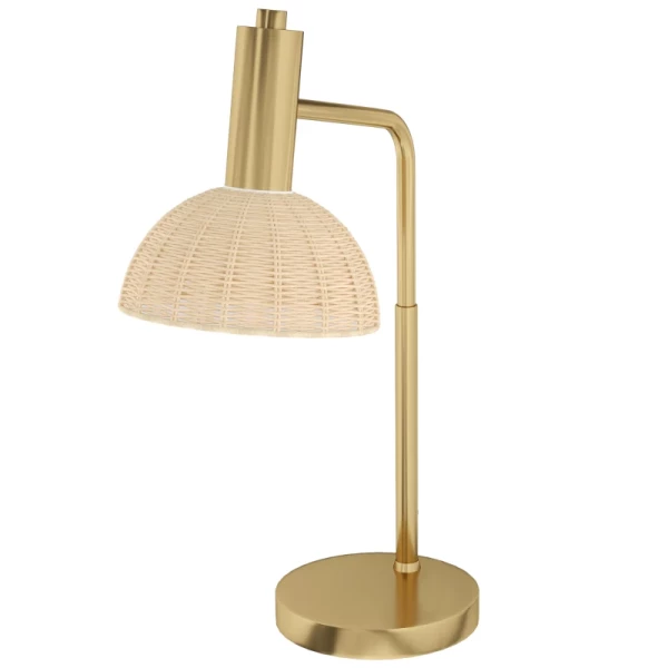 Tafellamp Met Rotan Lampenkap, Metalen Frame, Inclusief LED Lamp, Kleur: Brons+rotan 6