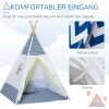 Tipi, Speeltent Voor Kinderen Inclusief Vloermat En Kussen, Blauw + Wit, 120 X 120 X 155 Cm 5