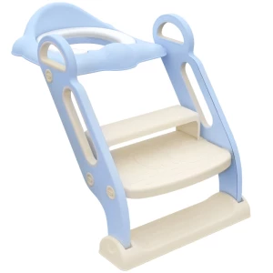 Toiletopzetstuk Voor Kinderen, Opvouwbaar, Met Ladder, 2 Handgrepen, Antislip, Spatbescherming, Blauw 1